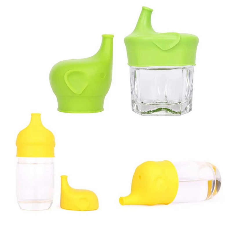 Elefánt alakú szilikon csésze fedelek gyerekeknek gyerekeknek italos palackok nyújtható szivárgásmentes szilikon szalmapohár fedelek palackfedél