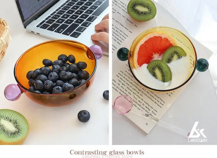 Ólomüveg desszerttál magas boroszilikát tartó 400°-os edénytál Reggeli zabtál Gyümölcssaláta desszerttálak