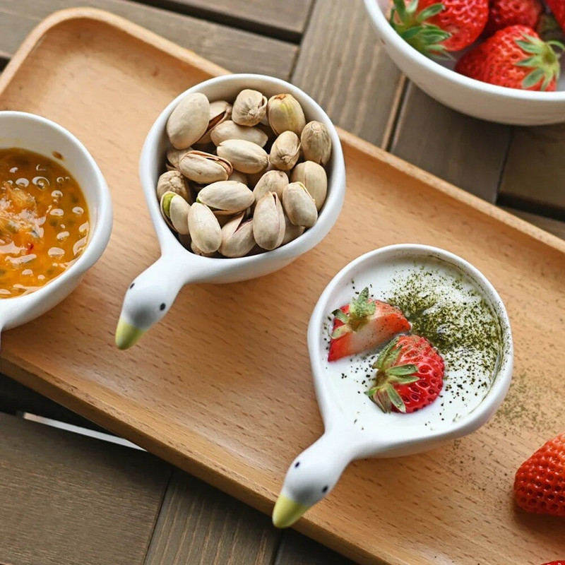 Kerámia aranyos kiskacsa tál kis szószos tál fűszerező tányér uzsonna joghurtos diós desszert saláta rizskeverő tálak gyerekeknek gyerekeknek ajándék