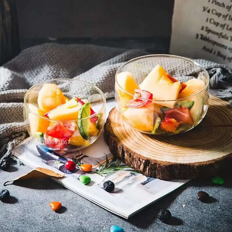 350 ml/550 ml üveg saláta tál gyümölcs rizs tálaló tálak élelmiszer tároló edény Ebéd Bento Box magas boroszilikát tál étkészlet