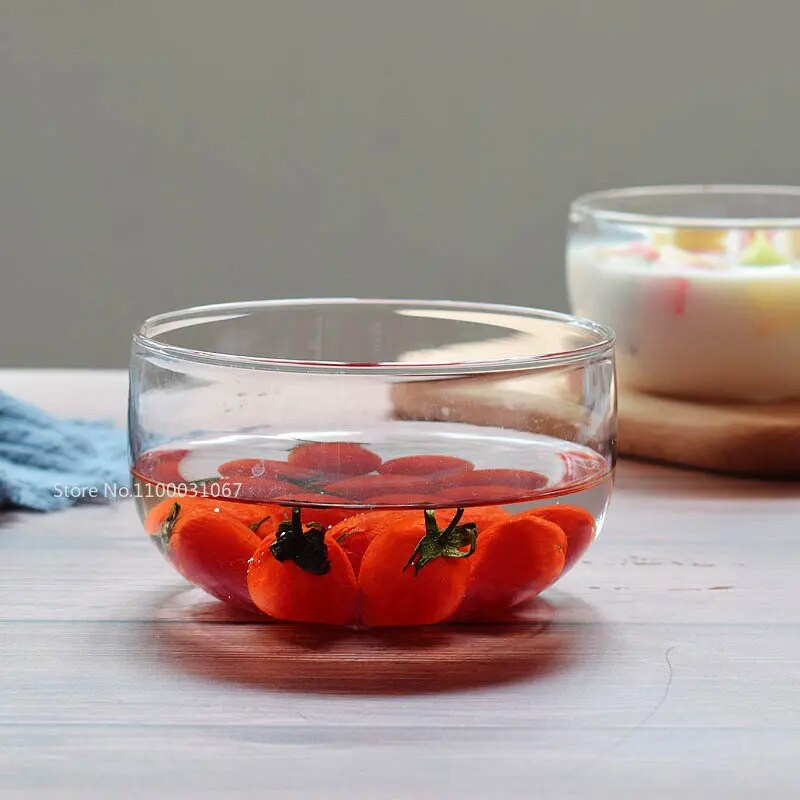 350 ml/550 ml üveg saláta tál gyümölcs rizs tálaló tálak élelmiszer tároló edény Ebéd Bento Box magas boroszilikát tál étkészlet