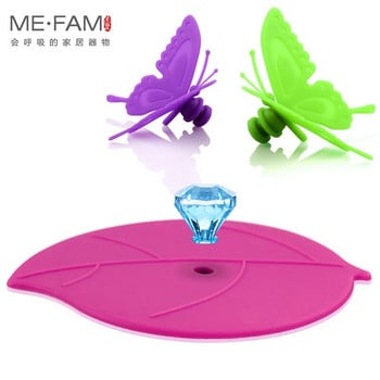 Νέα Silicone Butterfly Leaves Καπάκι φλυτζανιού Πολυτελές ακρυλικό διαμάντι Καπάκια τσαγιού αναρρόφηση σφραγίδα κατά της σκόνης Γυάλινη κεραμική πλαστική κούπα γενικής χρήσης