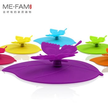 Νέα Silicone Butterfly Leaves Καπάκι φλυτζανιού Πολυτελές ακρυλικό διαμάντι Καπάκια τσαγιού αναρρόφηση σφραγίδα κατά της σκόνης Γυάλινη κεραμική πλαστική κούπα γενικής χρήσης