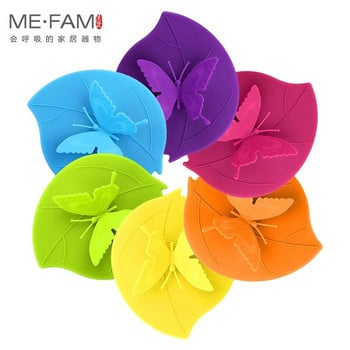 Νέα Silicone Butterfly Leaves Καπάκι φλυτζανιού Πολυτελές ακρυλικό διαμάντι Καπάκια τσαγιού αναρρόφηση σφραγίδα κατά της σκόνης Γυάλινη κεραμική πλαστική κούπα γενικής χρήσης