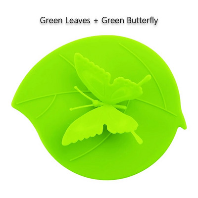 Νέα Silicone Butterfly Leaves Καπάκι φλυτζανιού Πολυτελές ακρυλικό διαμάντι Καπάκια τσαγιού αναρρόφηση σφραγίδα κατά της σκόνης Γυάλινη κεραμική πλαστική κούπα γενικής χρήσης