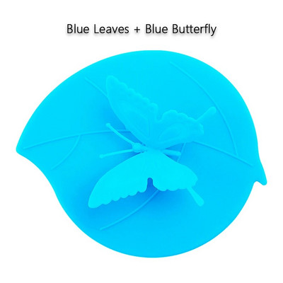 Νέα Silicone Butterfly Leaves Καπάκι φλυτζανιού Πολυτελές ακρυλικό διαμάντι Καπάκια τσαγιού αναρρόφηση σφραγίδα κατά της σκόνης Γυάλινη κεραμική πλαστική κούπα γενικής χρήσης