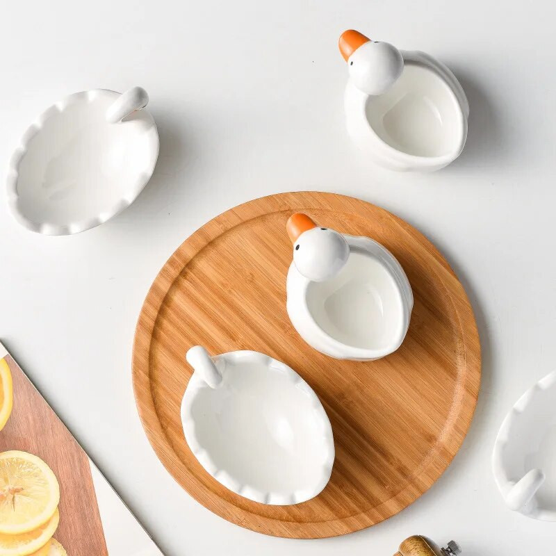 50ml Kis hattyúkacsa kerámia tál étkezőasztal dekoráció salátástál uzsonnatál étkészlet Konyhai kellékek Gyermek étkészlet