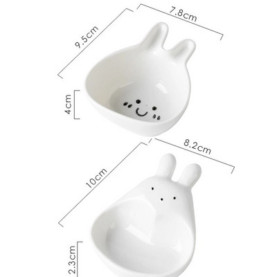 1/2 БР. Керамична чиния за сос с дръжка Симпатичен съд за подправки за заек Котка Купа за потапяне за суши Сервираща чиния за закуски Кухненски консумативи
