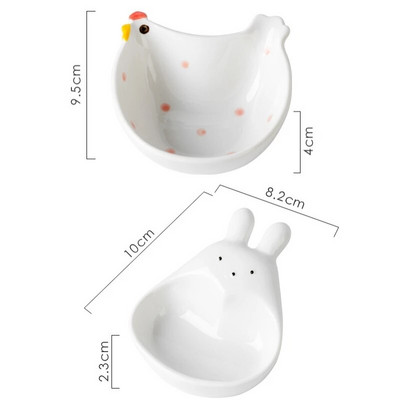 1/2 БР. Керамична чиния за сос с дръжка Симпатичен съд за подправки за заек Котка Купа за потапяне за суши Сервираща чиния за закуски Кухненски консумативи