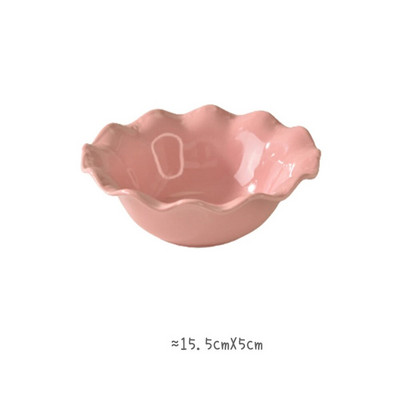 Керамика Творческа дантелена купа Десертна купа Домашни момичета Сърце Купа с ориз Купа за салата Цветна глазура Керамични съдове