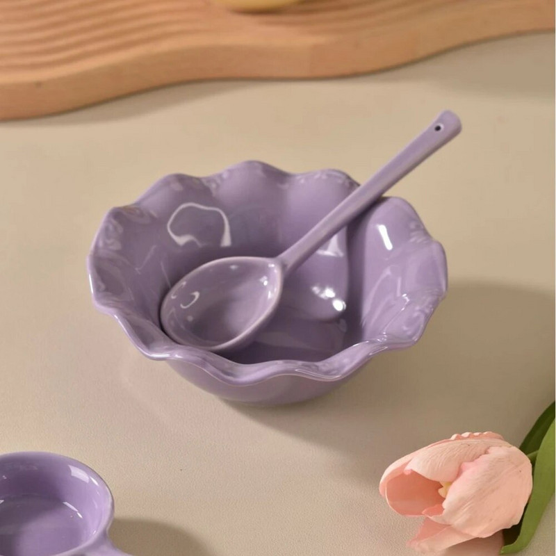 Kerámia Kreatív csipke tál Desszerttál Otthon Lányok Szív Rizstál Saláta Tál Színes Máz Kerámia étkészlet