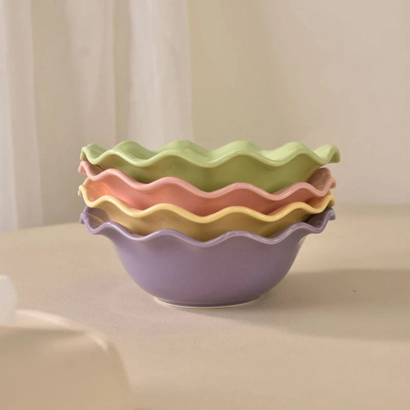 Kerámia Kreatív csipke tál Desszerttál Otthon Lányok Szív Rizstál Saláta Tál Színes Máz Kerámia étkészlet