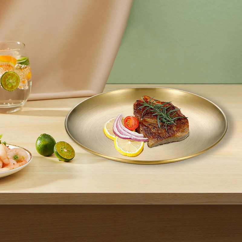 Rozsdamentes acél tányér egymásra rakható étkészlet tárolótálca kerek fém tányér konyhához Hotel étterem desszert kempinghez