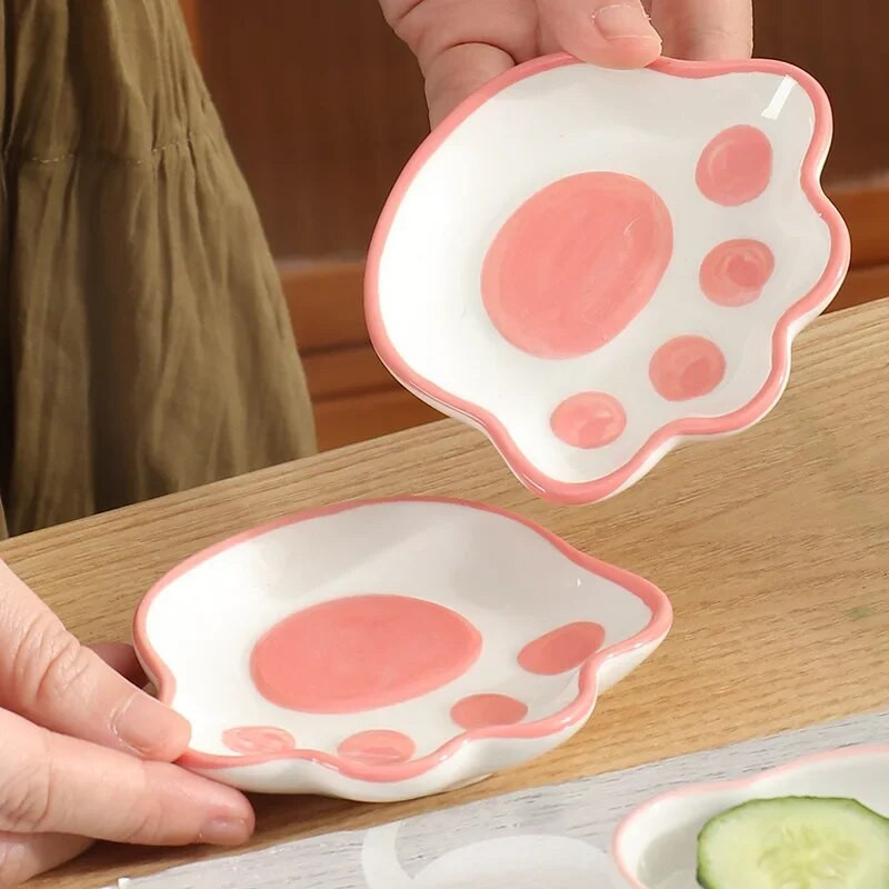 Japán aranyos macskamancs ízes tál kerámia rajzfilm desszert tányér szója gyümölcsszószos étel fűszertál Háztartási mártogatós edények