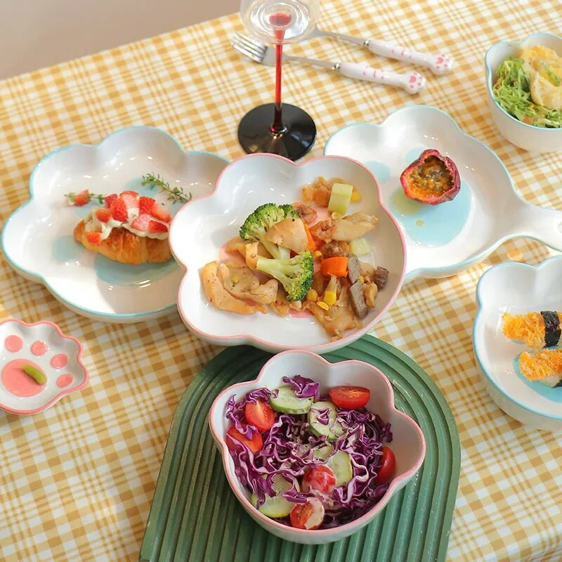 Japán aranyos macskamancs ízes tál kerámia rajzfilm desszert tányér szója gyümölcsszószos étel fűszertál Háztartási mártogatós edények