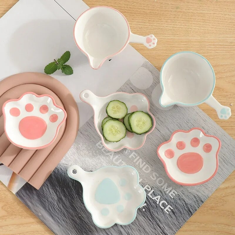 Japán aranyos macskamancs ízes tál kerámia rajzfilm desszert tányér szója gyümölcsszószos étel fűszertál Háztartási mártogatós edények