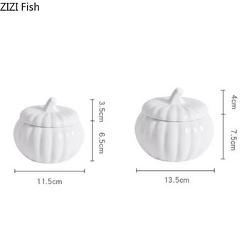 Творческа керамична купа от тиква с капак Хотелски ресторант Купа за сладолед Десерт Купа за супа Северна домашна кухня Бяла посуда