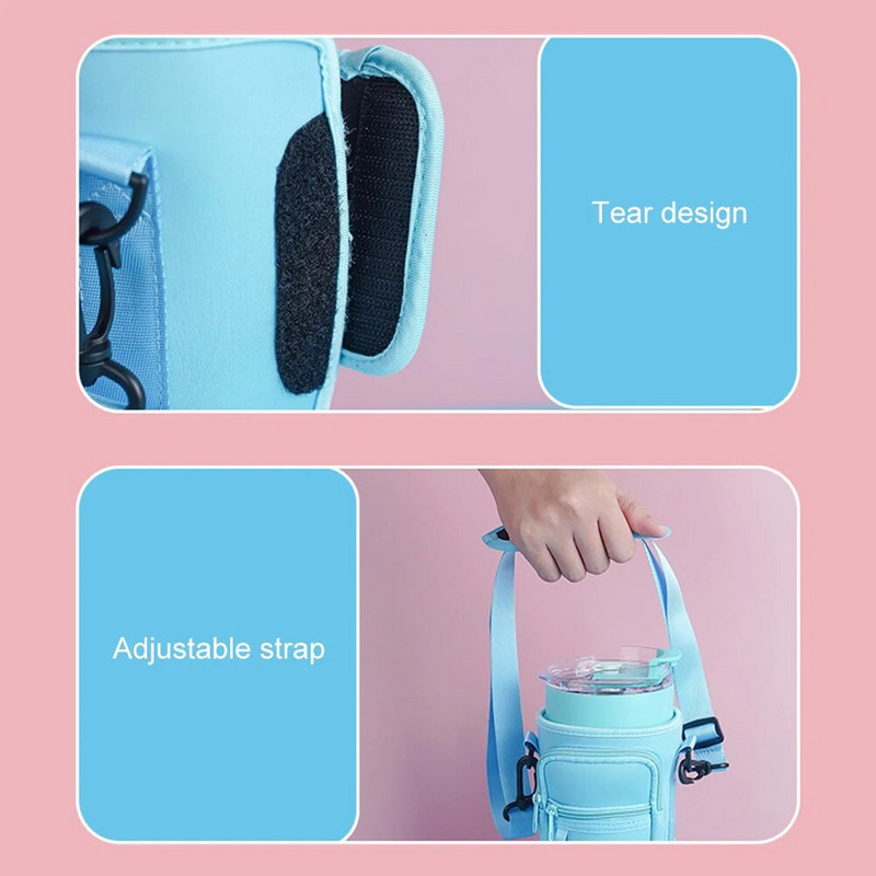 Neoprén vizes palack táska telefon zsebbel, állítható pánttal ellátott vizes palack táska Stanley 40 oz