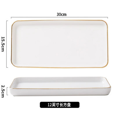 Порцеланови чинии за риба със златни рамки Креативна чиния за вечеря във формата на риба Задушена риба Ресторант Домашен кухненски сервиз