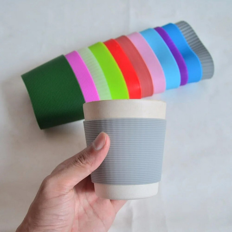 szilikon hüvelyek bögrékhez, kerámia csésze ujjak Csíkos és függőleges szemcsés hüvelyek burkolatok, hőszigetelő hüvelyek nagykereskedelmi támogatás
