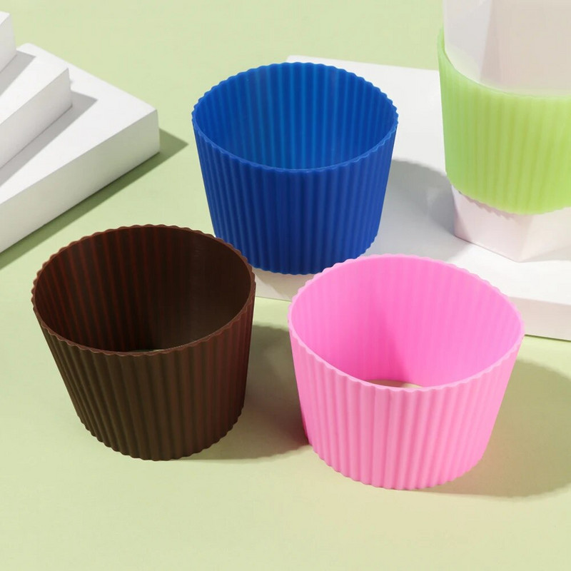 Függőleges csíkos szilikon csúszásmentes hőszigetelő pohárfedél Tartós zuhanásgátló palackhüvely Vízpohár alátétek Otthoni kellékek