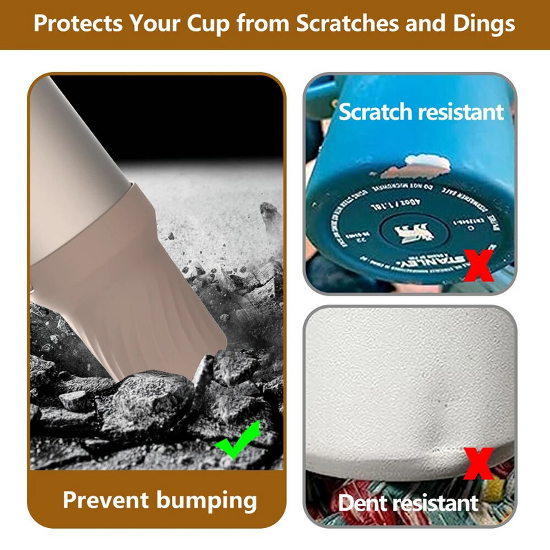 Szilikon csésze csizma Stanley 40 oz pohárhoz, fogantyús csészetartozékokkal Védő vizespalack alsó hüvelyfedél