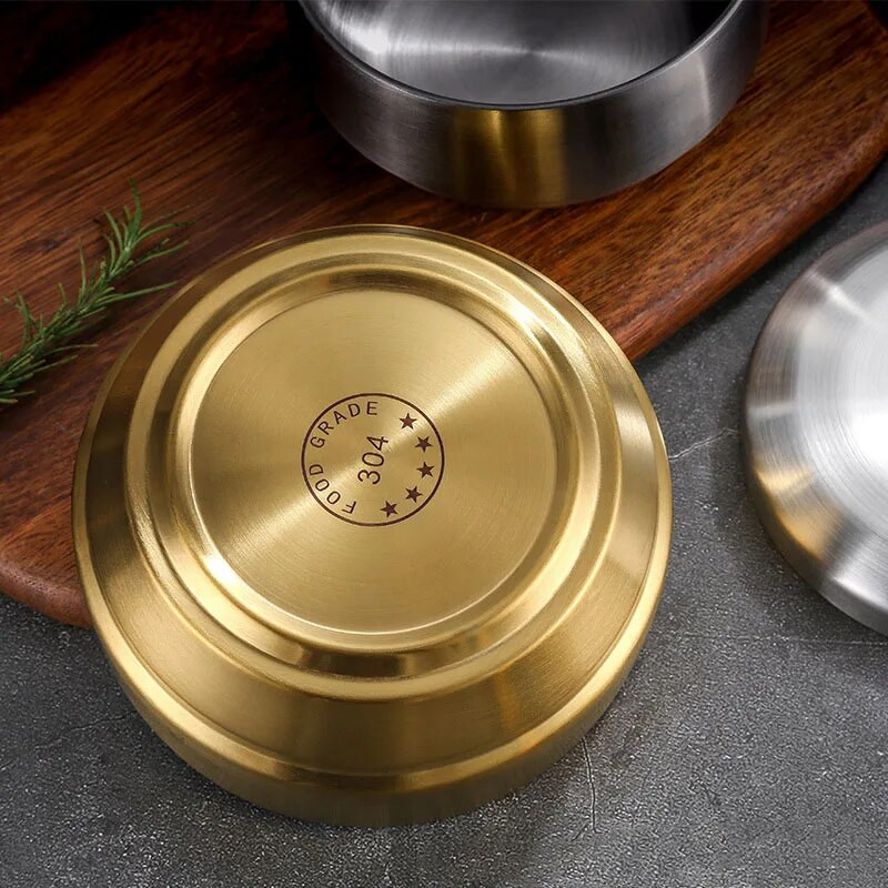 304 Rozsdamentes acél dupla rizstál levesestál Párolt rizstál forrázásgátló gyermektál koreai konyhához