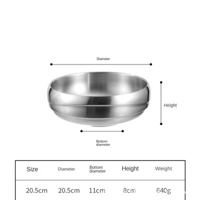Корейска вода Ripple 304 неръждаема стомана Купа за студена юфка Двойна стена Вакуумна изолация Японска купа Ramen Купа за салата Купа за плодове