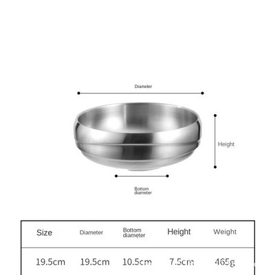 Корейска вода Ripple 304 неръждаема стомана Купа за студена юфка Двойна стена Вакуумна изолация Японска купа Ramen Купа за салата Купа за плодове