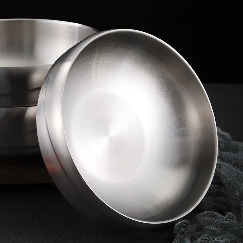 Koreai víz Ripple 304 rozsdamentes acél hideg tészta tál dupla falú vákuum szigetelés japán ramen tál saláta tál gyümölcs tál