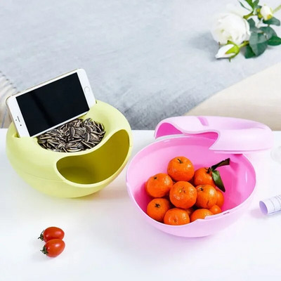 Lazy Snack Bowl műanyag kétrétegű snack tároló doboz tál gyümölcstál és mobiltelefon konzol Chase műtárgy tányér tál