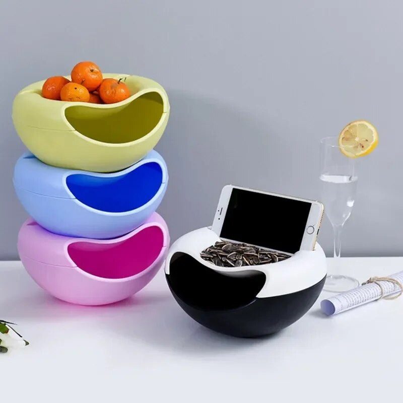 Lazy Snack Bowl műanyag kétrétegű snack tároló doboz tál gyümölcstál és mobiltelefon konzol Chase műtárgy tányér tál