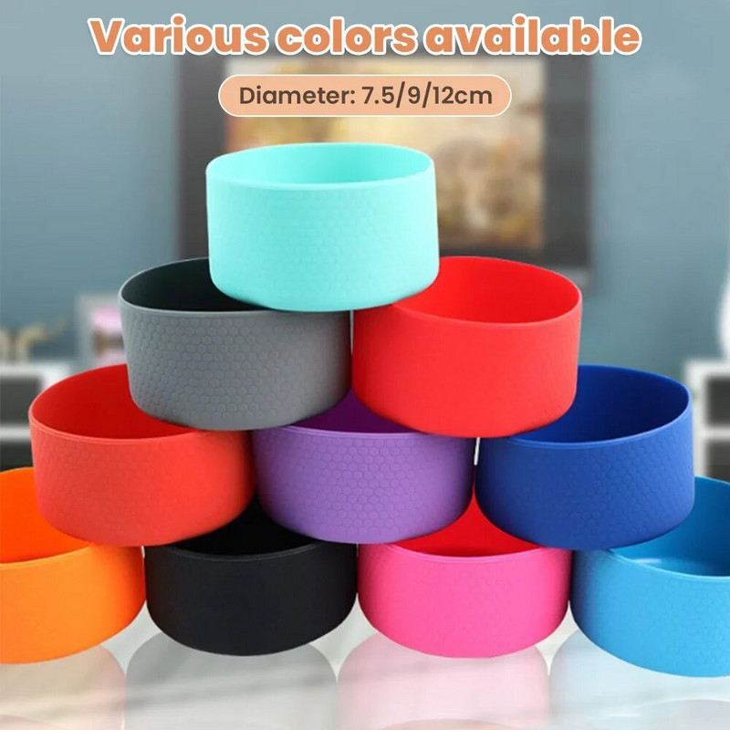 7,5/9/12 cm-es szilikon csésze alsó fedél hőszigetelő csúszásmentes bögrehüvely vízpohár fedél 12/16/18/21/24oz sportpalackhoz