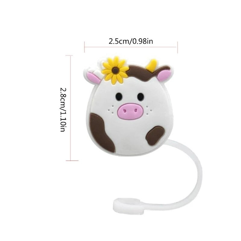 4 db Rajzfilm Aranyos Tehén Szilikon Szalmatakaró Kupak Ivószívó Szalmavég Fedők Újrafelhasználható Szalmakupak Dugók Mosogatógépben mosható