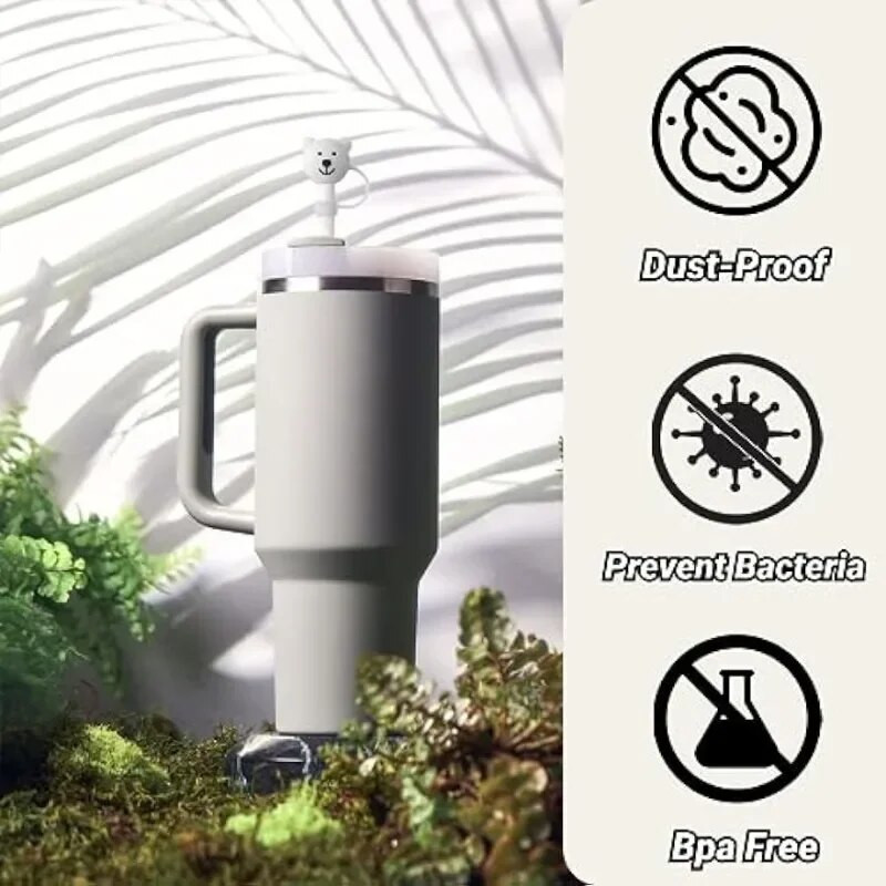 3 csomagos szalmahuzat Stanley poharakhoz, aranyos medve szalmavédő burkolat, amely kompatibilis a Stanley 30 és 40 oz szilikon szalmafedeles sapkákkal