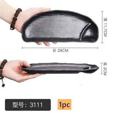 1 бр. Черна правоъгълна чиния за барбекю Меламинова посуда Търговска чиния за горещ съд Зеленчукова чиния Японска пластмасова чиния за барбекю