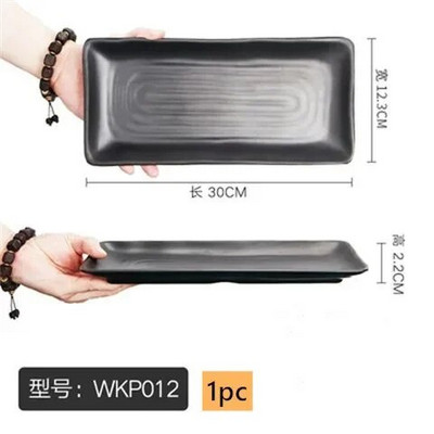 1 бр. Черна правоъгълна чиния за барбекю Меламинова посуда Търговска чиния за горещ съд Зеленчукова чиния Японска пластмасова чиния за барбекю