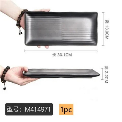 1 бр. Черна правоъгълна чиния за барбекю Меламинова посуда Търговска чиния за горещ съд Зеленчукова чиния Японска пластмасова чиния за барбекю