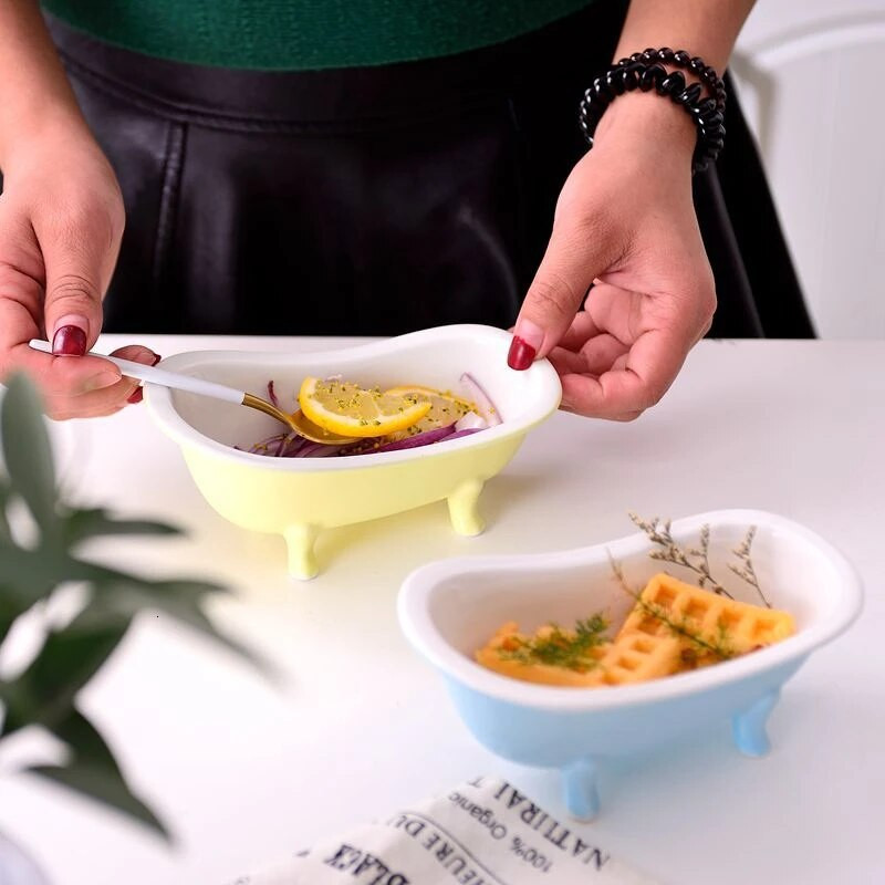 Színes Mcaron fürdőkád fagylalt desszert tálak kerámia tepsi Különleges étterem Gyümölcssaláta Snack tartály Szósz csésze