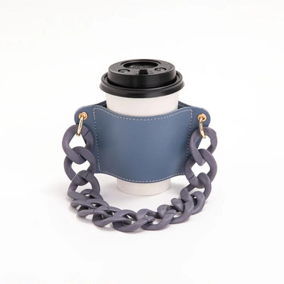 PU bőr palackfedelek összecsukható láncos kávéscsésze külső csomagolás, hordható lázcsillapító szigetelő védőtok