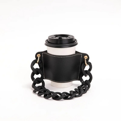 PU bőr palackfedelek összecsukható láncos kávéscsésze külső csomagolás, hordható lázcsillapító szigetelő védőtok