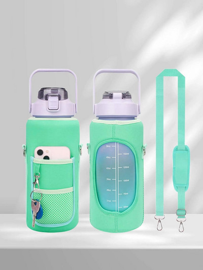 1 db - Vizes palacktakaró táska tasak állítható pántokkal Neoprén víztasak tartó vállpánt palackhordozó szigetelő