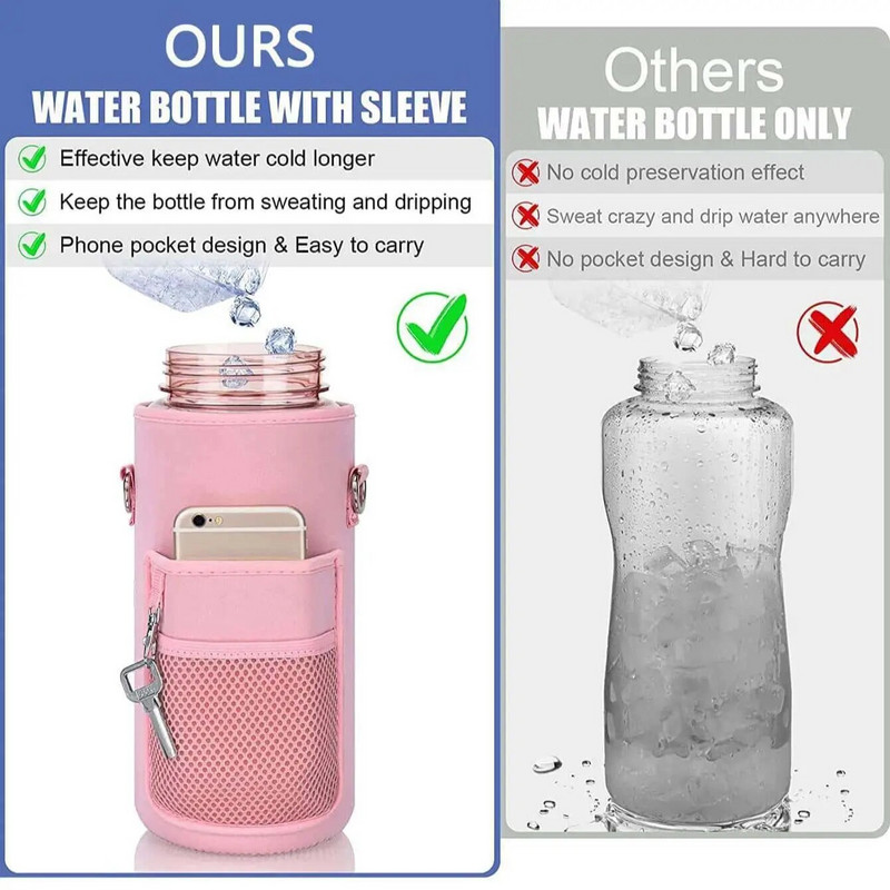 1 db - Vizes palacktakaró táska tasak állítható pántokkal Neoprén víztasak tartó vállpánt palackhordozó szigetelő