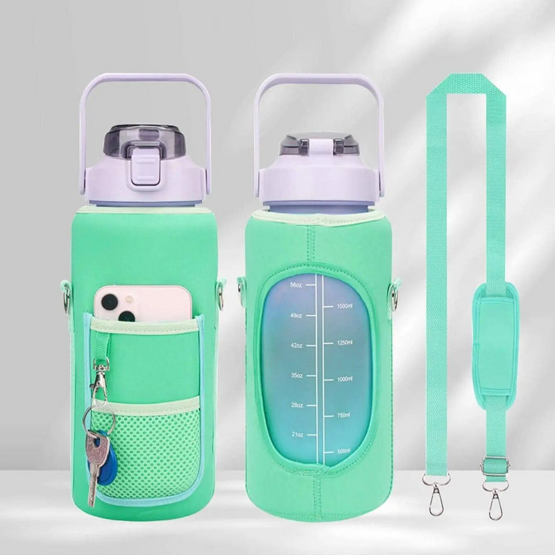 1 db - Vizes palacktakaró táska tasak állítható pántokkal Neoprén víztasak tartó vállpánt palackhordozó szigetelő