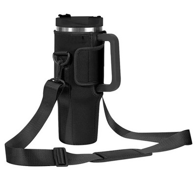 Geantă pentru sticle de apă compatibilă cu paharul Stanley de 40 oz cu mâner, suport pentru sticle de apă cu curea de umăr reglabilă