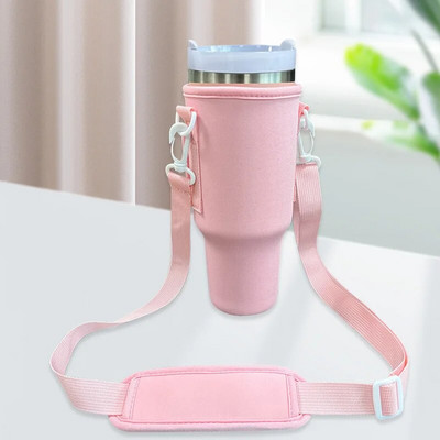 Geantă pentru sticle de apă compatibilă cu paharul Stanley de 40 oz cu mâner, suport pentru sticle de apă cu curea de umăr reglabilă