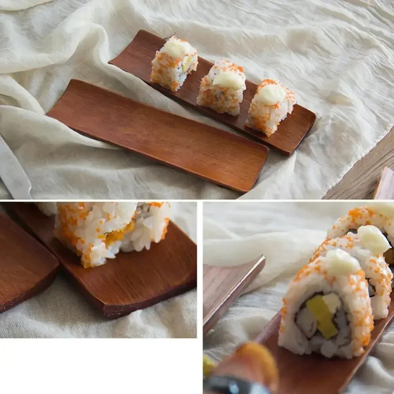 Fatálca Fából készült gombócok Su-shi Tálalás hosszúkás tányér saláta kenyérételek Étterem Konyha Háztartási kellékek Kiegészítők