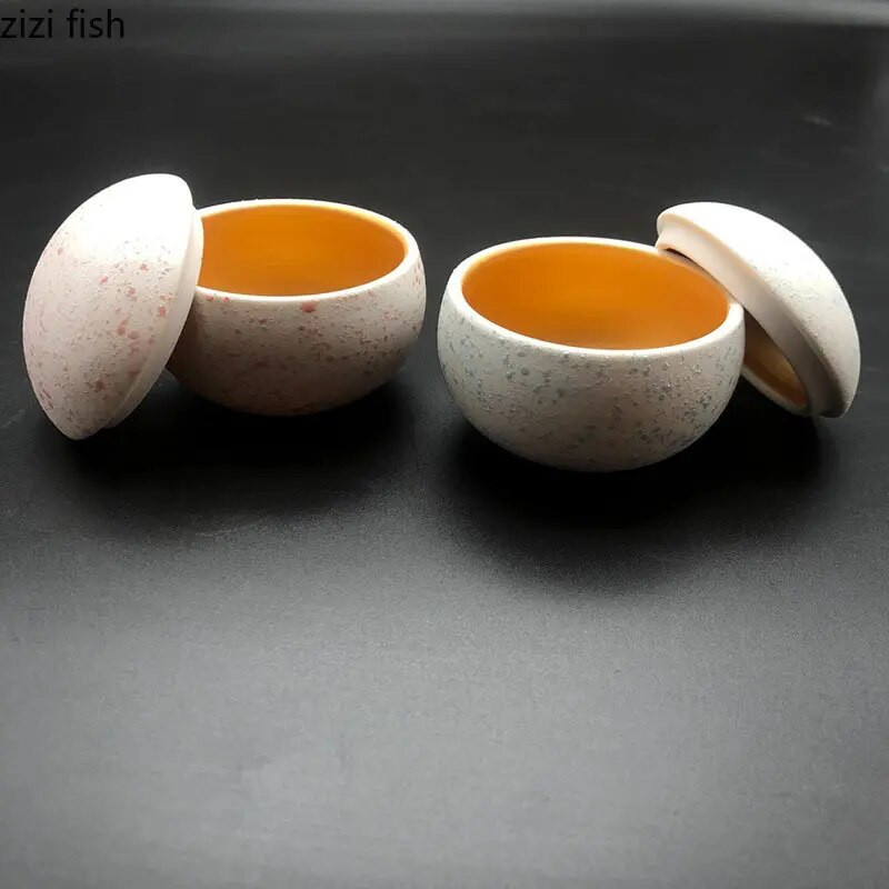 Kerámia tál fedővel Étterem Kőmintás Vastag Levesestál Desszerttál Párolt tojásos tálak Uzsonnás tálak Háztartási étkészletek