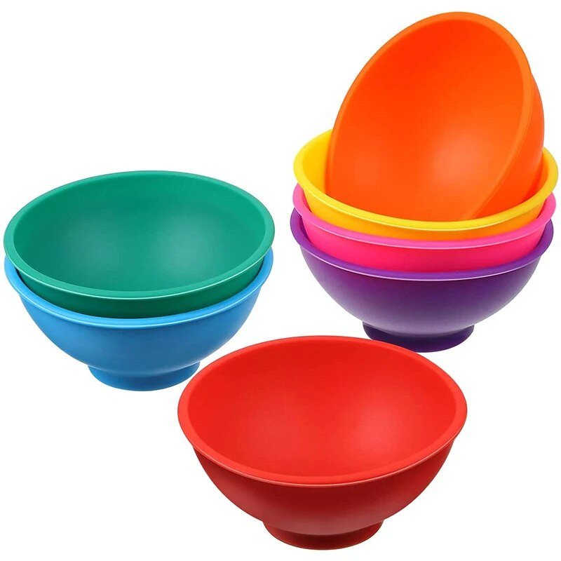 7 darabos szett szilikon tálak, sokszínű újrafelhasználható edény, snack fűszeres tál szószhoz, dióhoz cukorka gyümölcs előétel