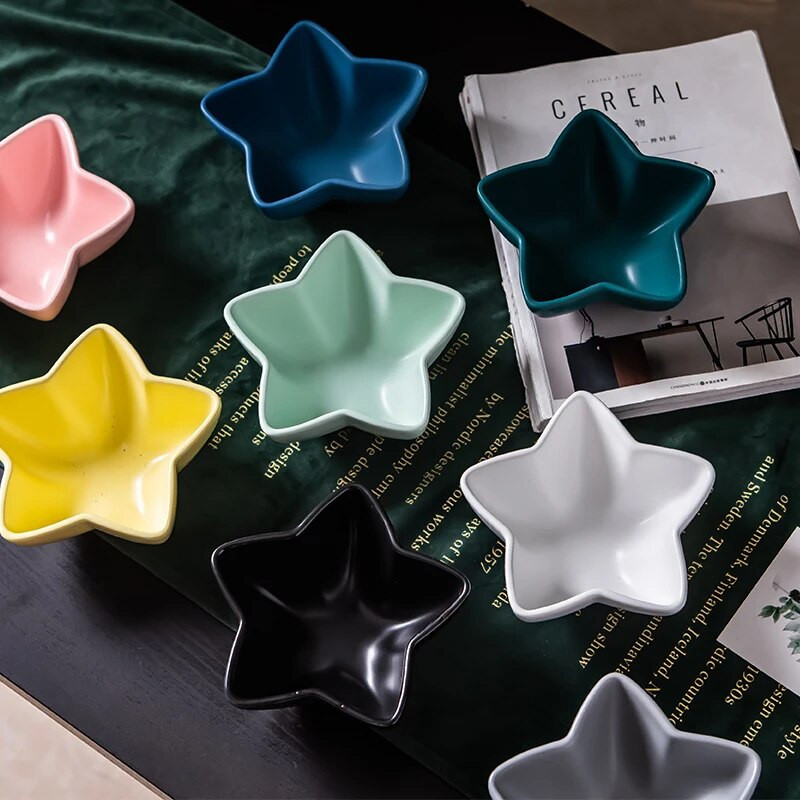Kreatív egyszínű csillag kerámia tál Aranyos gyerek étkészlet saláta gyümölcstál étterem főzőedények konyhai eszközök